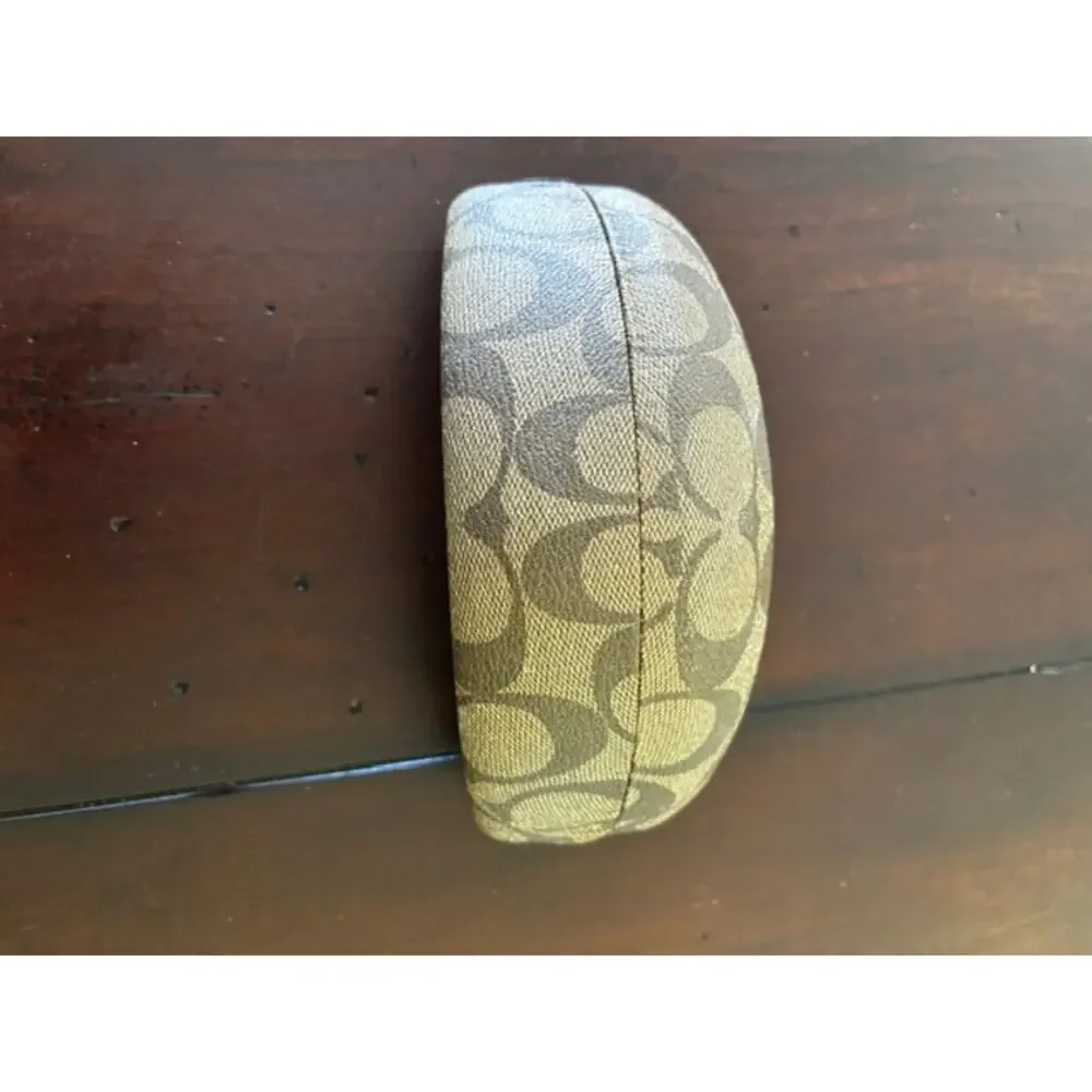 Coach Signature Eyeglass Case Brown Khaki Hard Shell Glasses Case